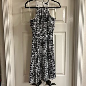 Ann Taylor Black and White Halter Midi Sundress